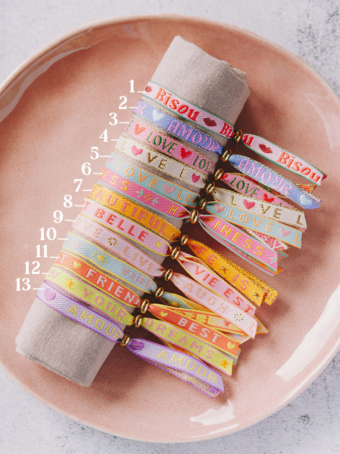Stoffarmband mit Text: Ibiza Armband