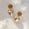 Glaskristzall Herz Ohrringe mit Stecker in Gold