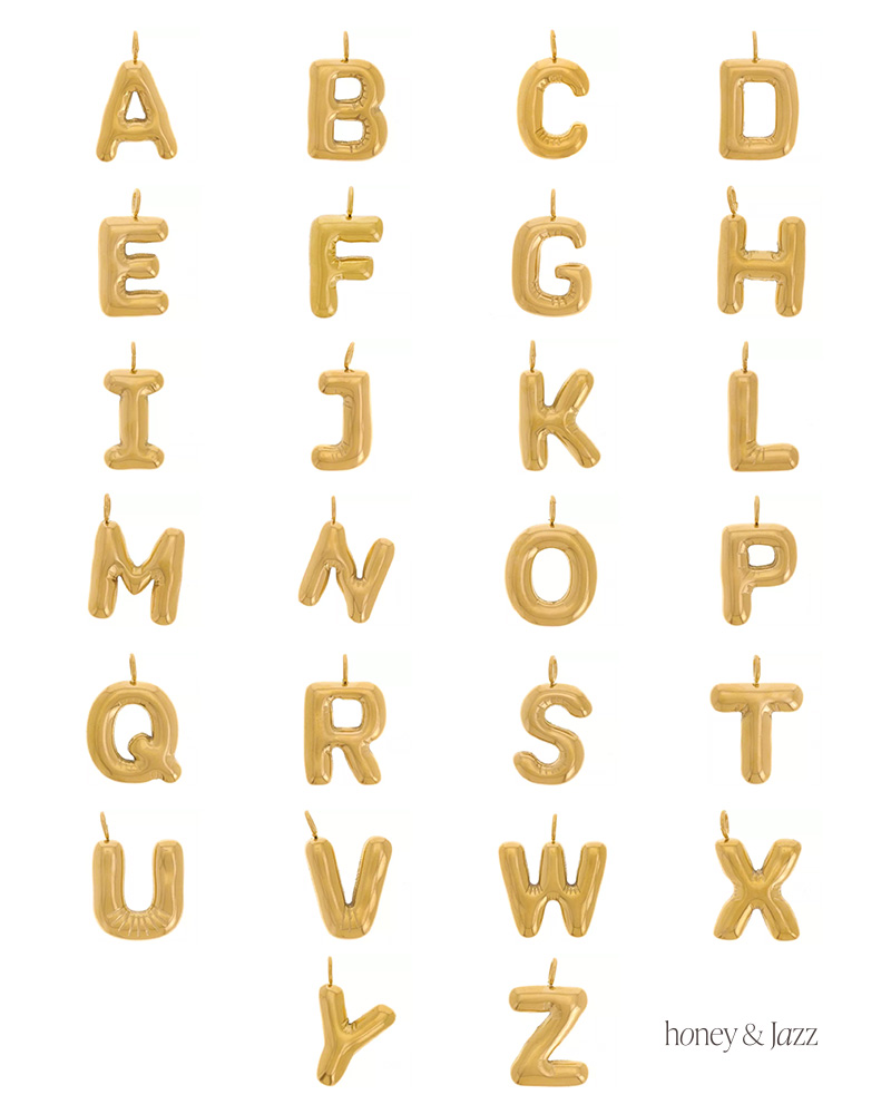 Buchstaben-Anhänger Gold (Edelstahl vergoldet) in Ballonform