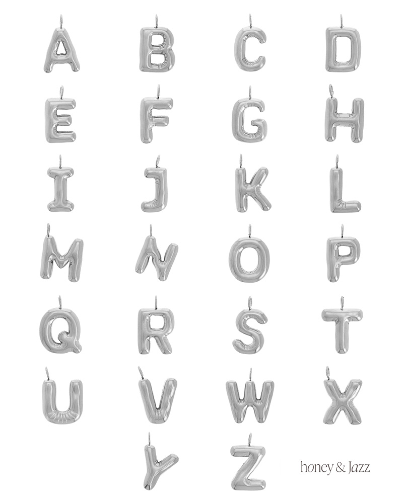 Buchstaben-Anhänger Silber (Edelstahl) in Ballonform