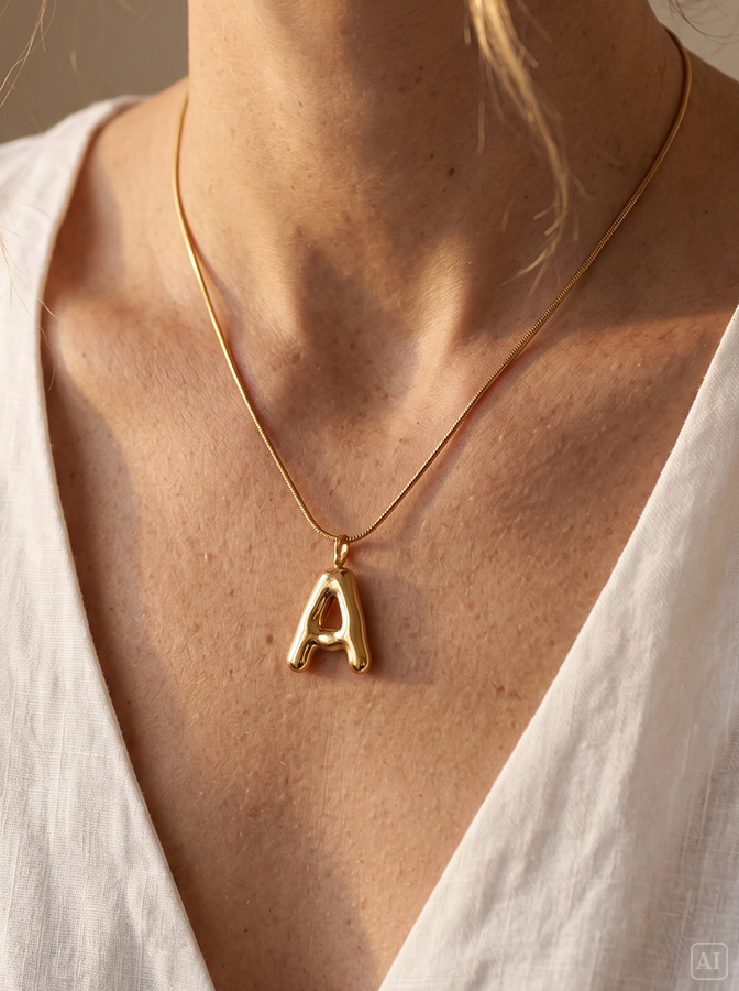 Buchstabenkette Gold A Initialen Anhänger