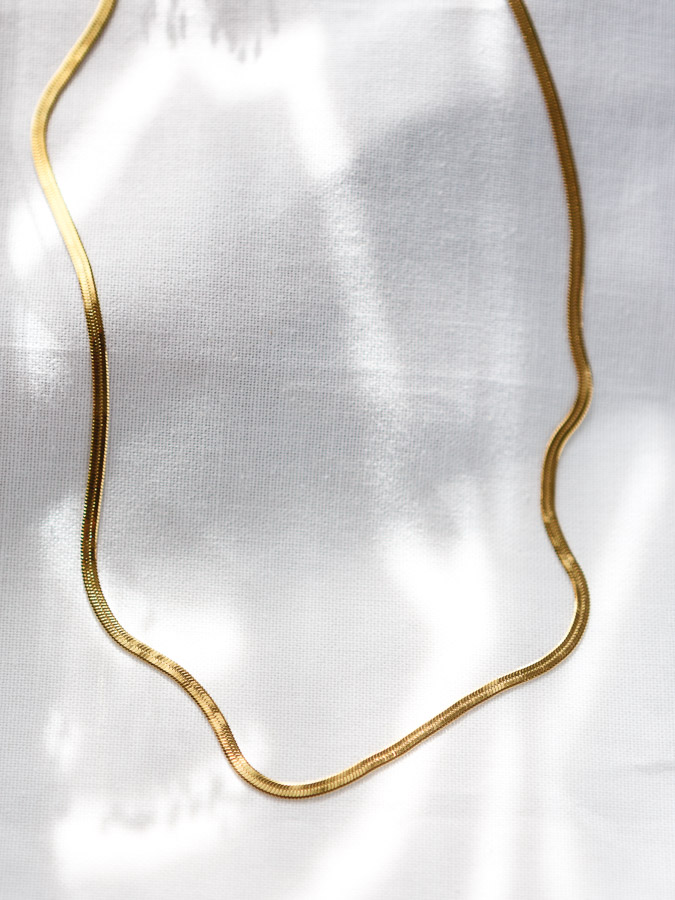 Flache Schlangenkette Edelstahl Gold