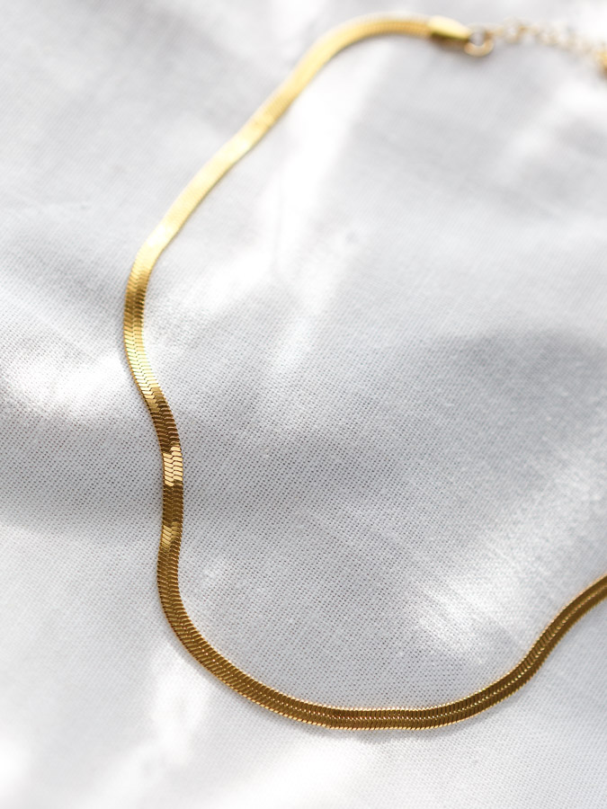 Flache Schlangenkette Edelstahl Gold